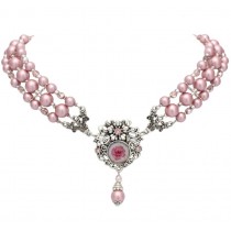 Collier folklorique avec perles roses¨ env. 26 cm