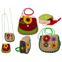 Sac avec fleurs 13.5x12.5cm en étoffe 2 ass.