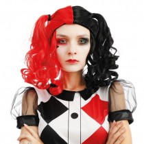 Perruque Arlequin rouge/noir