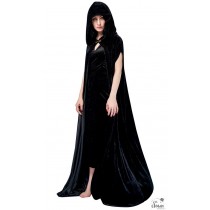 Cape velours avec capuche noir 150 cm