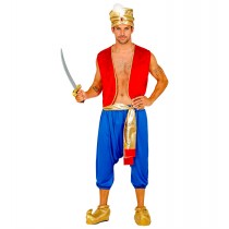 Costume Aladdin robe, pantalon écharpe, turban, taille M