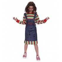 Costume poupee rayee fille taille 128 cm