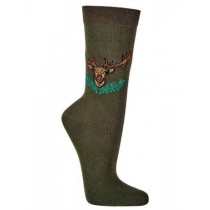 Chaussettes chasseur motif cerf, 1 paire, taille 42-47 vert, unisexe